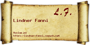 Lindner Fanni névjegykártya